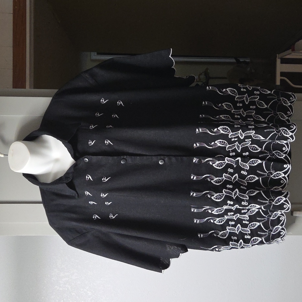 Black and White Embroidered Women's Jacket